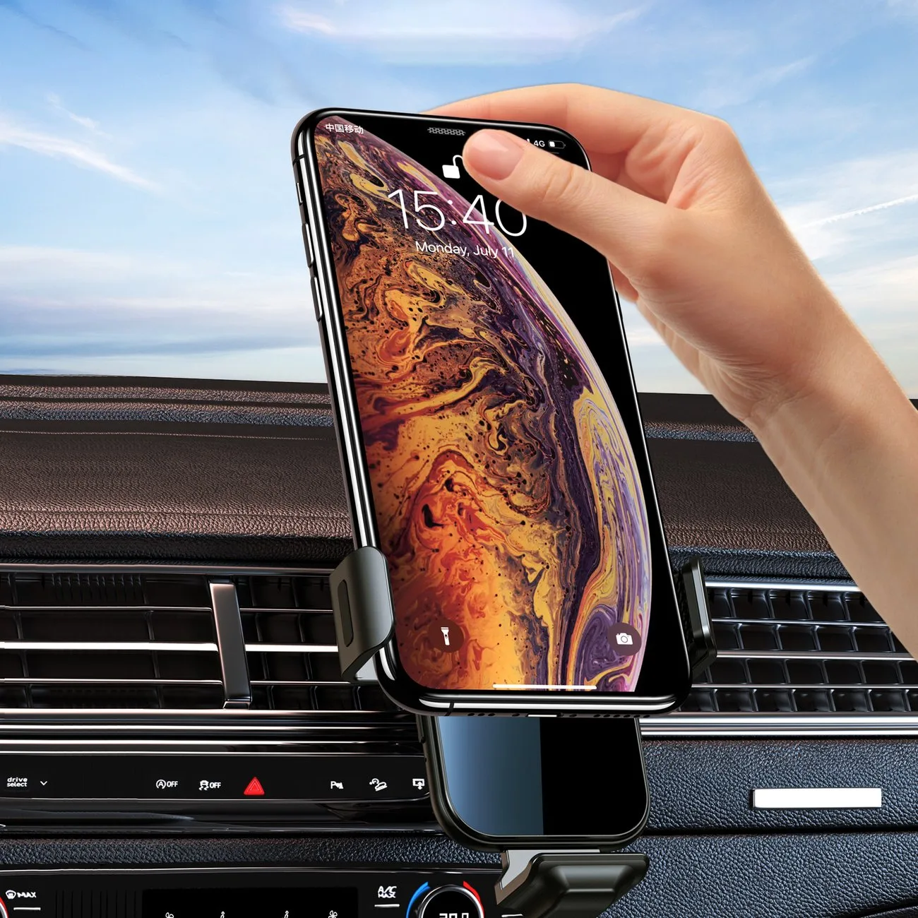 Wireless charger with car mount + magnetic tips, black 3