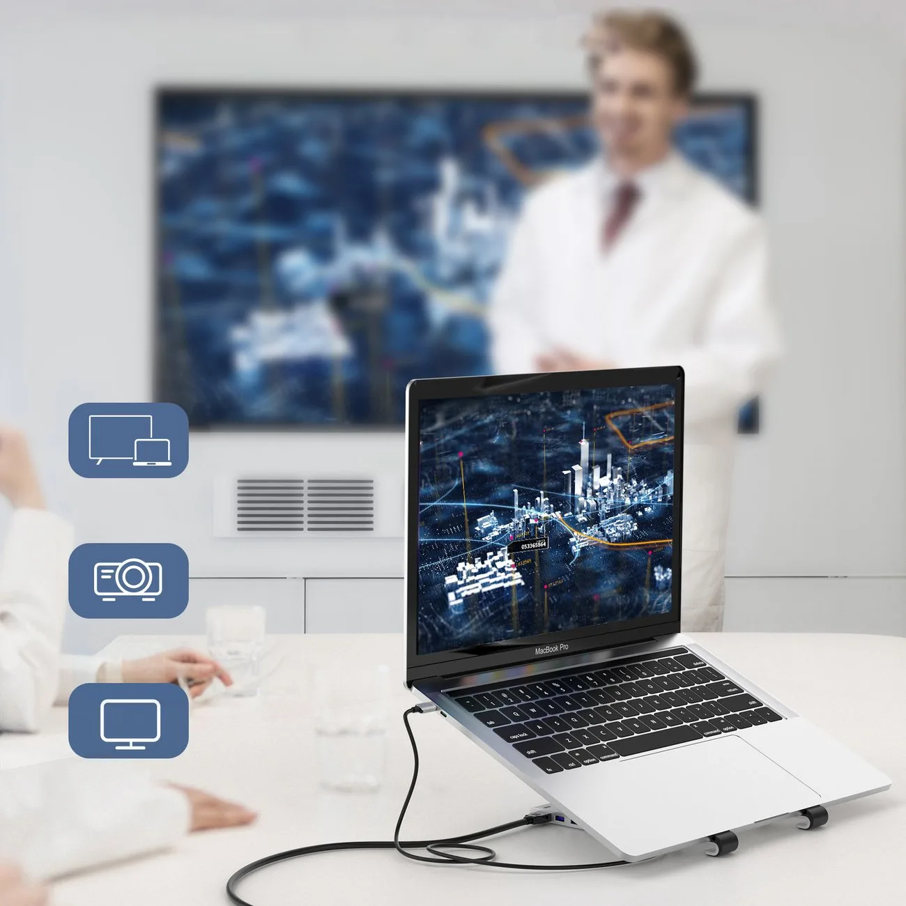 PD USB-C HDMI Laptop Docking Station with 2xUSB-A, 1xUSB-C, 1xSD, and 1xTF ports, black 8