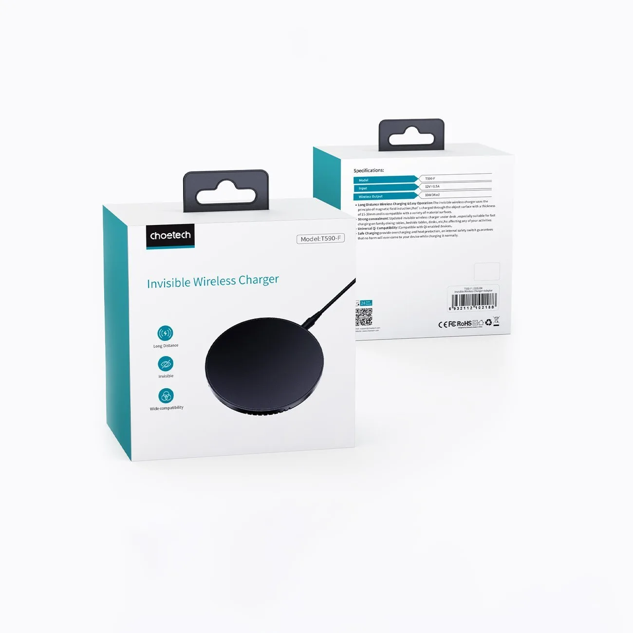 10W Under-Counter Induction Charger + EU Charger with Power Cable, Black 5