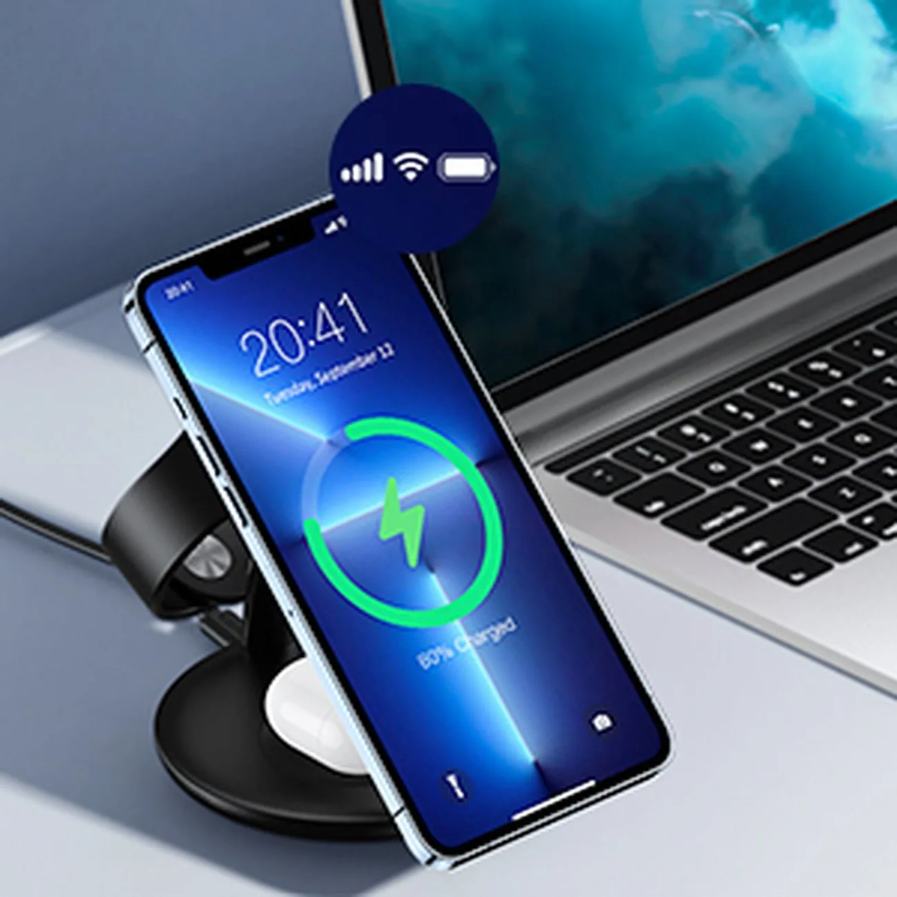 Stație de încărcare inductivă 3-în-1 pentru iPhone, AirPods Pro și Apple Watch - Negru 11
