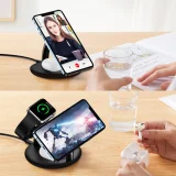 3 az 1-ben induktív töltőállomás iPhone, AirPods Pro és Apple Watch készülékekhez – fekete 2