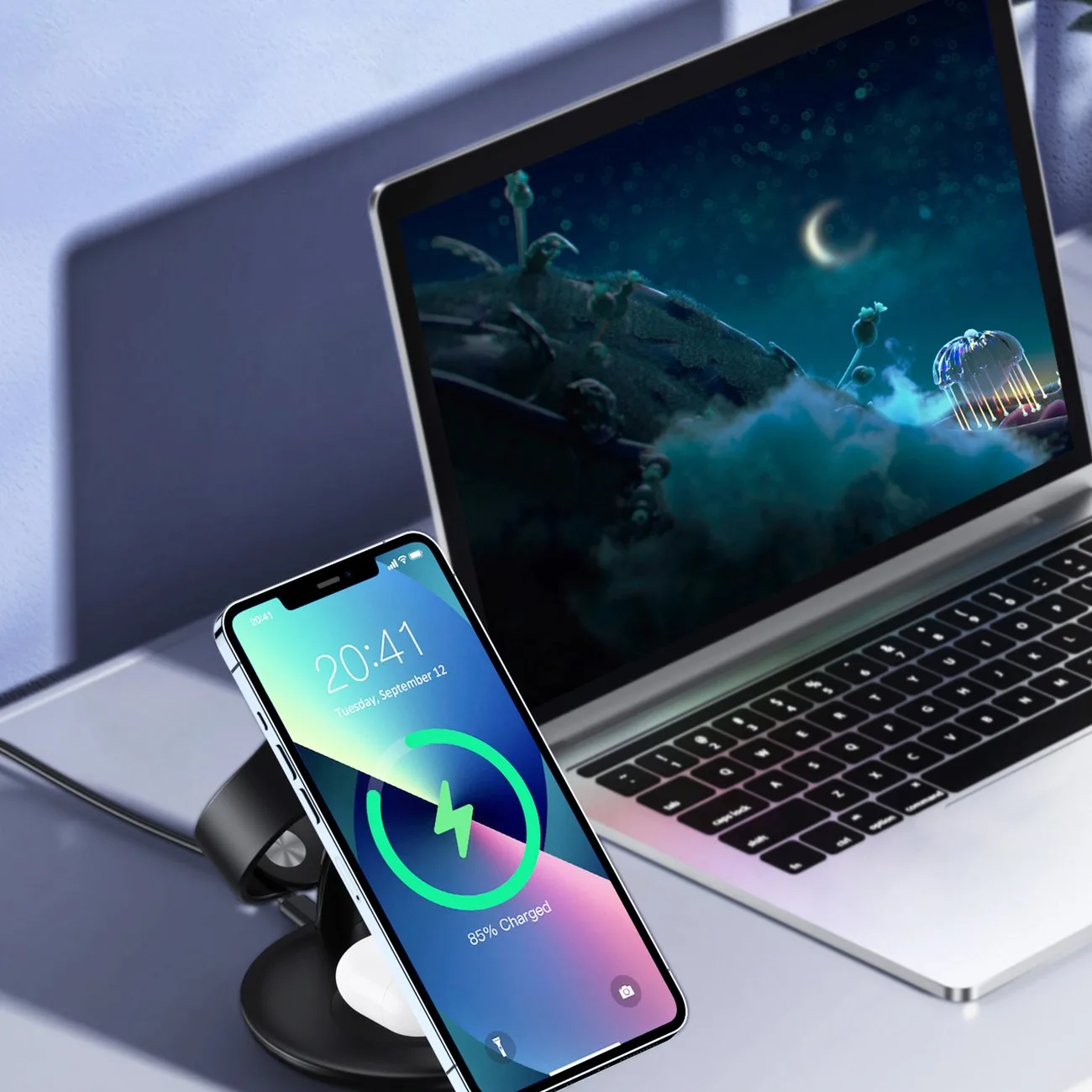 Stație de încărcare inductivă 3-în-1 pentru iPhone, AirPods Pro și Apple Watch - Negru 4