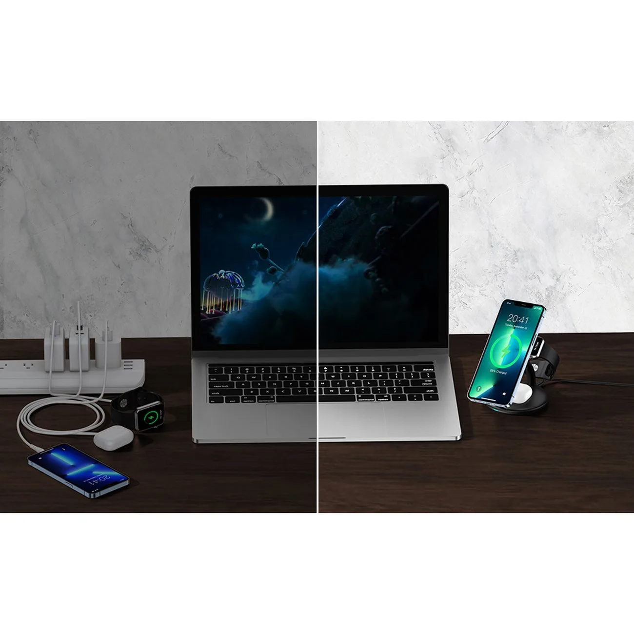 Stație de încărcare inductivă 3-în-1 pentru iPhone, AirPods Pro și Apple Watch - Negru 8