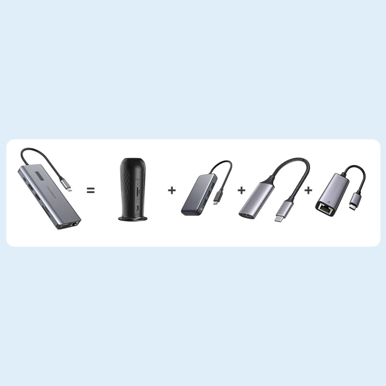 Adapter HUB wielofunkcyjny z wyświetlaczem USB-C USB-A VGA AUX SD TF 12w1 szary 8