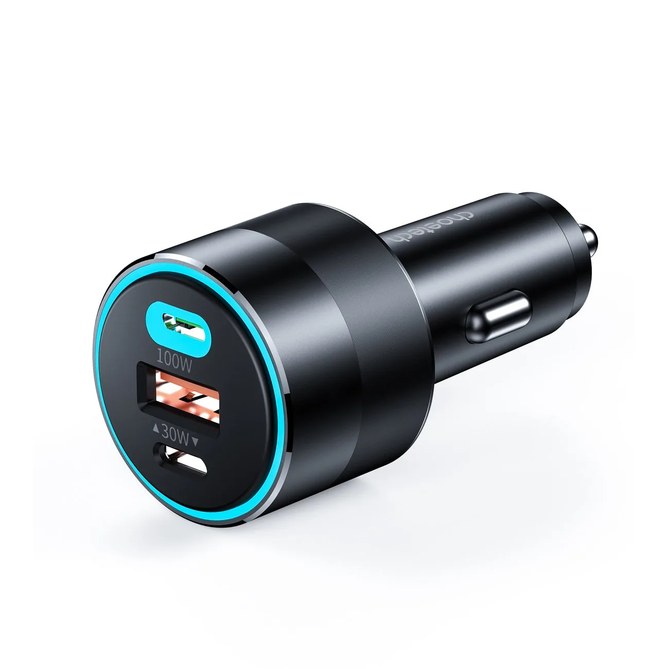 130 W-os gyors autós töltő 2xUSB-C + USB-A fekete