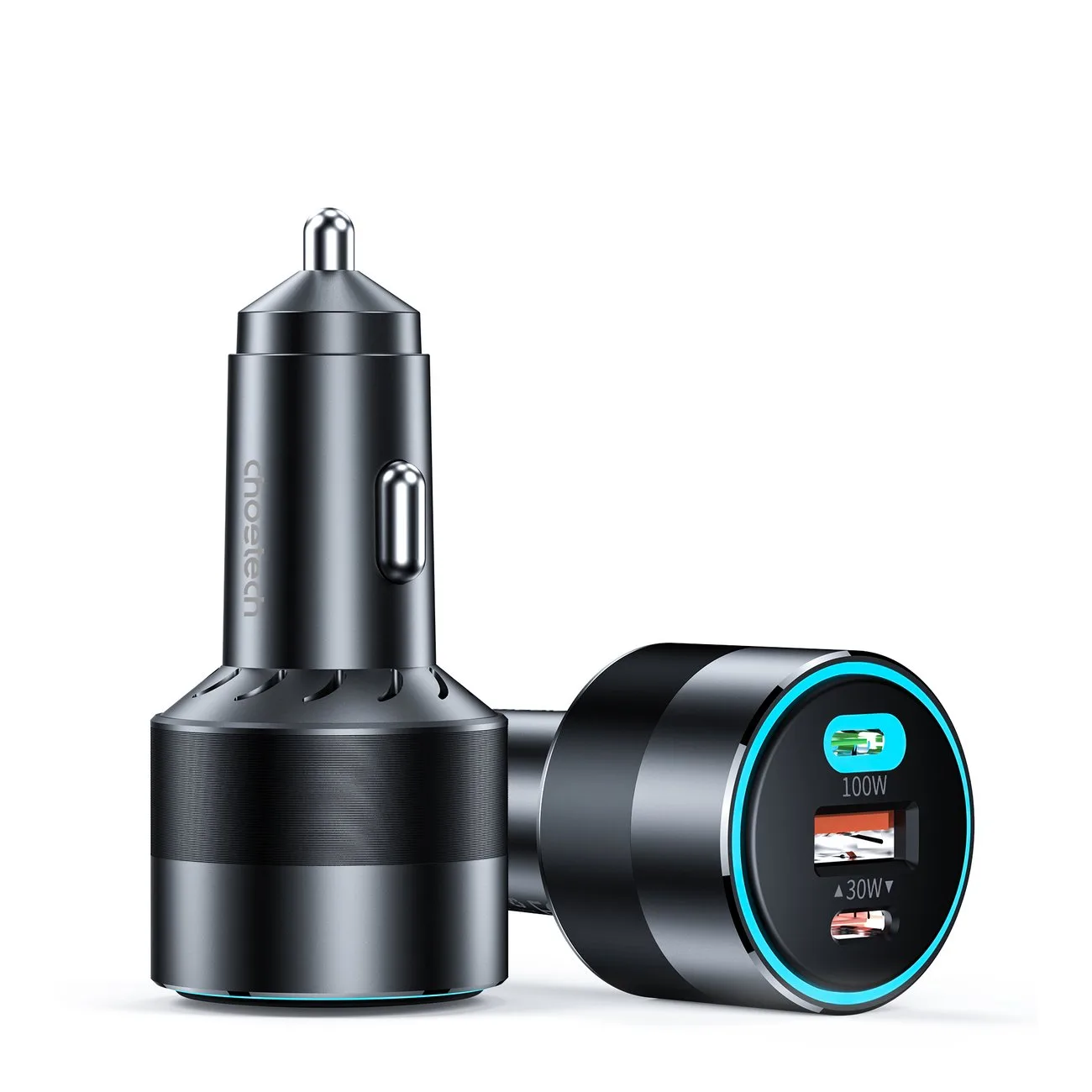 130W Fast Car Charger 2xUSB-C + USB-A Black 3