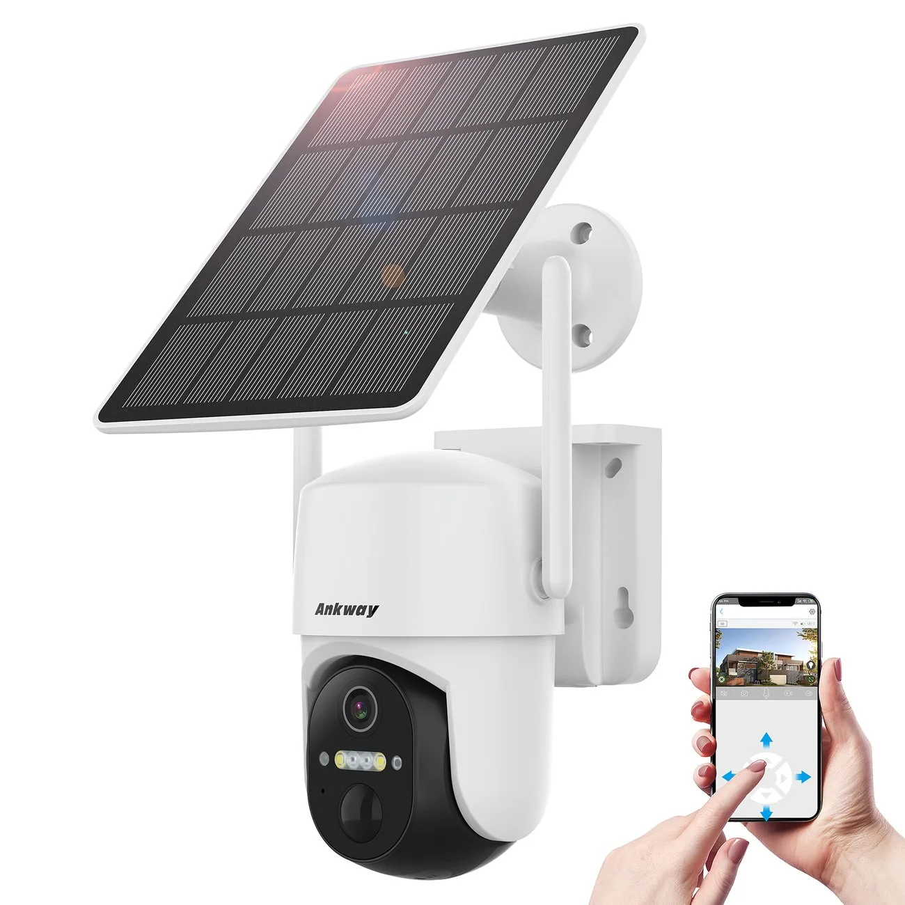 WiFi kamera Android/iOS vezérlőalkalmazással, IR LED + 5 W-os napelem