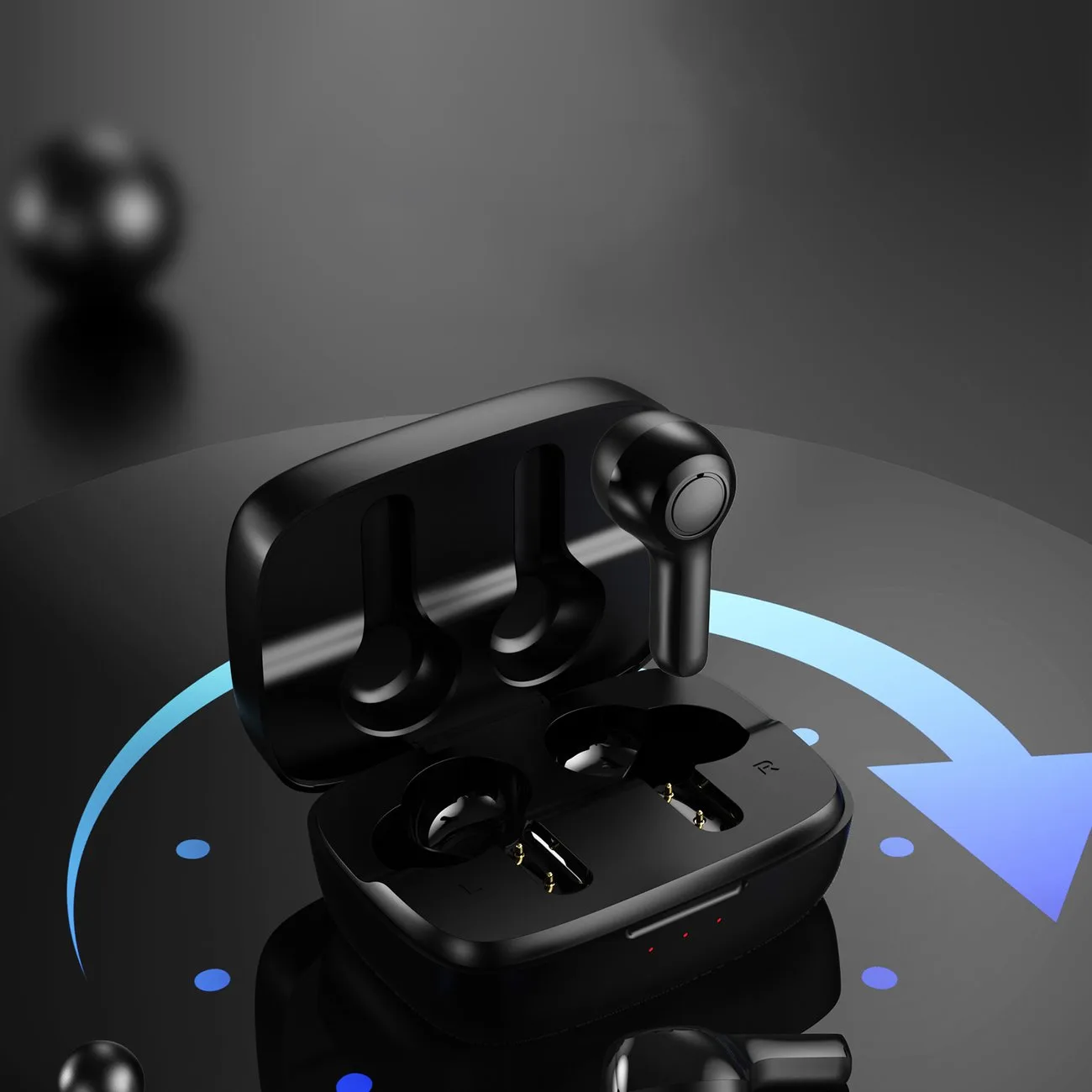 TWS wireless earbuds with solar charger, black 4