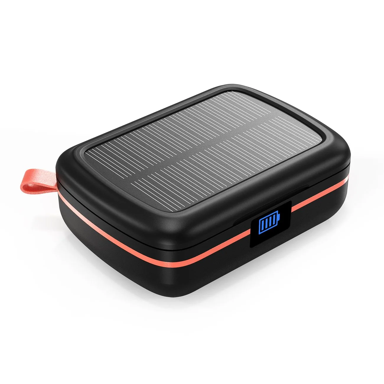 Vízálló TWS vezeték nélküli fülhallgató napelemes töltővel és 2500 mAh-s power bankkal, fekete
