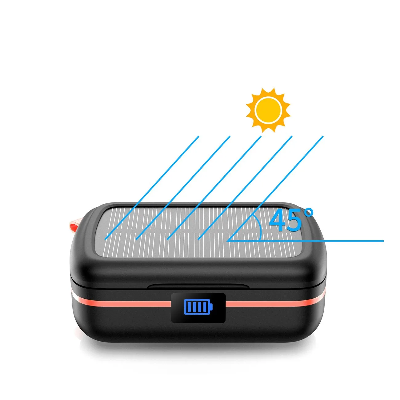 Waterproof TWS wireless earbuds with solar charger and 2500mAh power bank, black 7