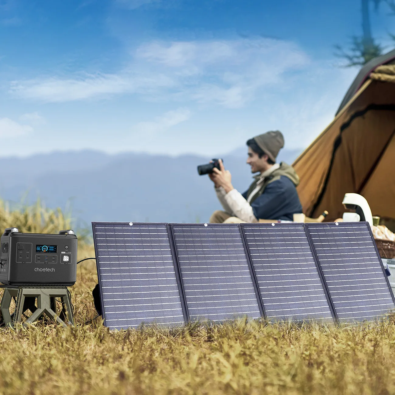 Ładowarka solarna słoneczna turystyczna składana 160W czarna 7