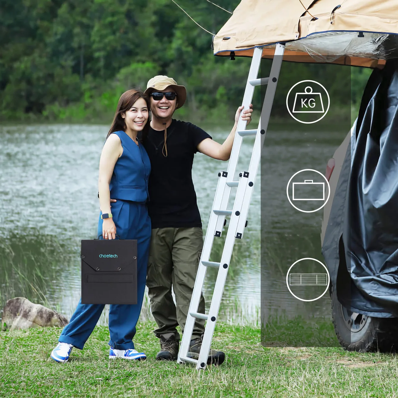100W Foldable Solar Charger with USB-C, 2xUSB PD QC, Black 8