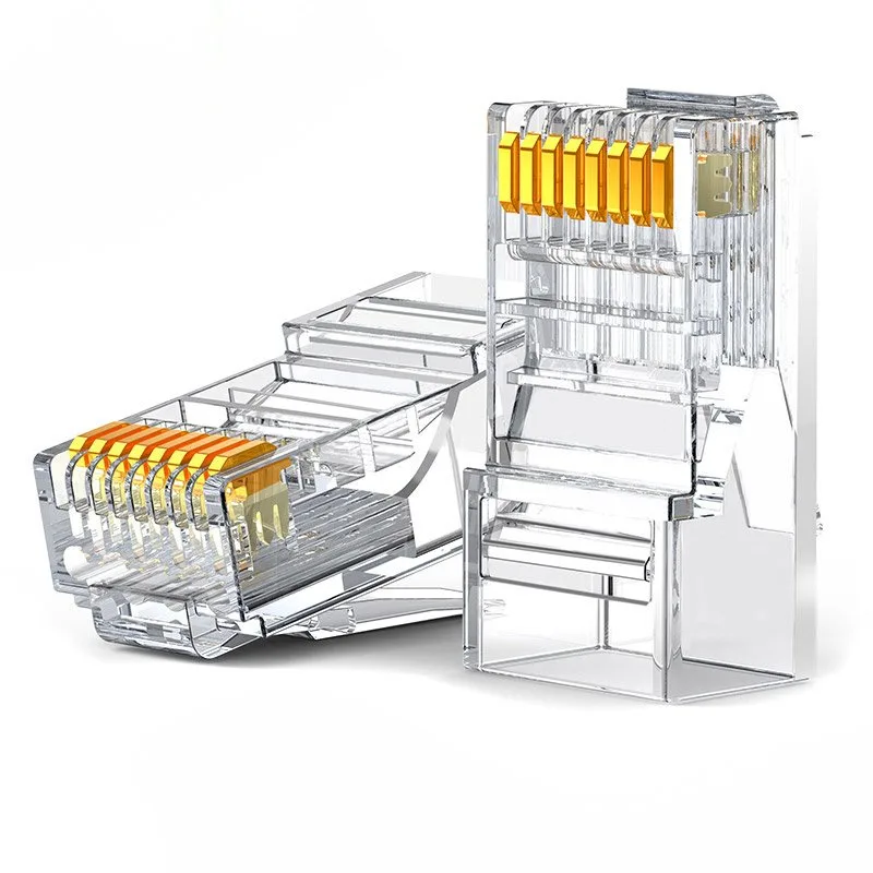 RJ45 8P8C Cat 6 átlátszó csatlakozó, 10 darabos csomag