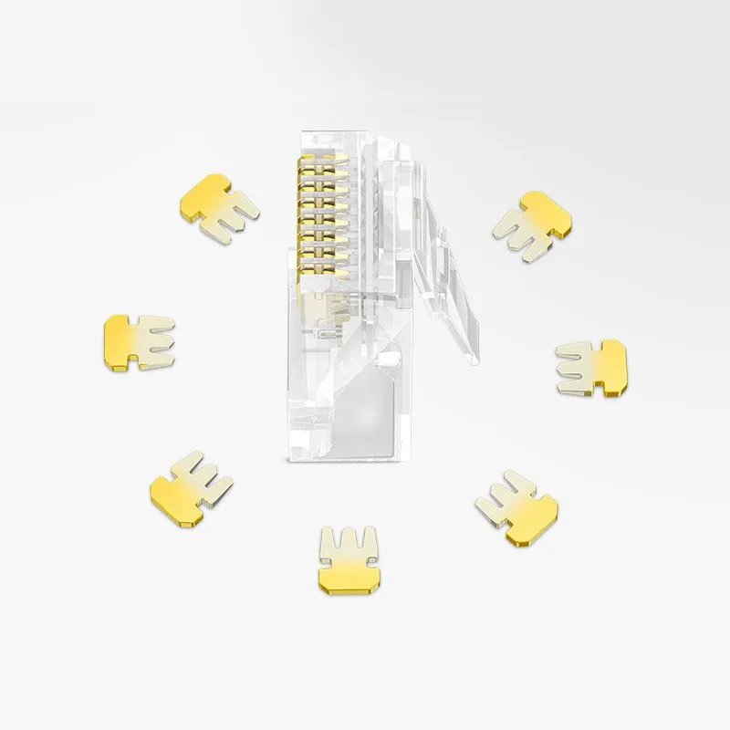 RJ45 8P8C Cat 6 átlátszó csatlakozó, 10 darabos csomag 3