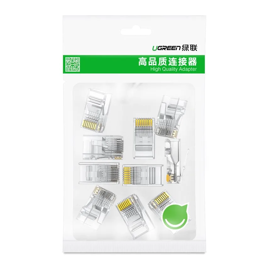 RJ45 8P8C Cat 6 átlátszó csatlakozó, 10 darabos csomag 8