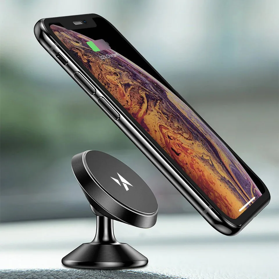 Mágneses, 360°-ban forgatható, fekete műszerfalra szerelhető telefon tartó 4