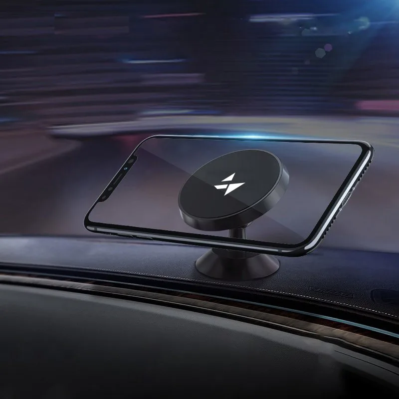 Mágneses, 360°-ban forgatható, fekete műszerfalra szerelhető telefon tartó 6