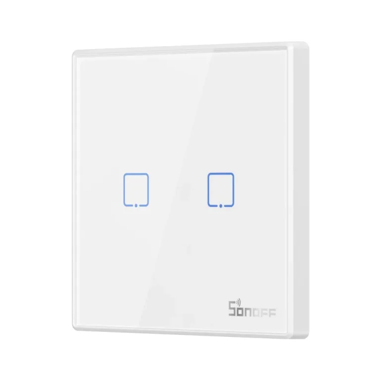 Kétcsatornás érintőkapcsoló, WiFi gombos kapcsoló 433 MHz-es távirányítóhoz, fehér T2EU2C-RF