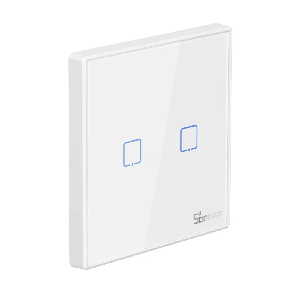 Two-channel touch light switch, WiFi button switch for 433 MHz remote control, white T2EU2C-RF 3