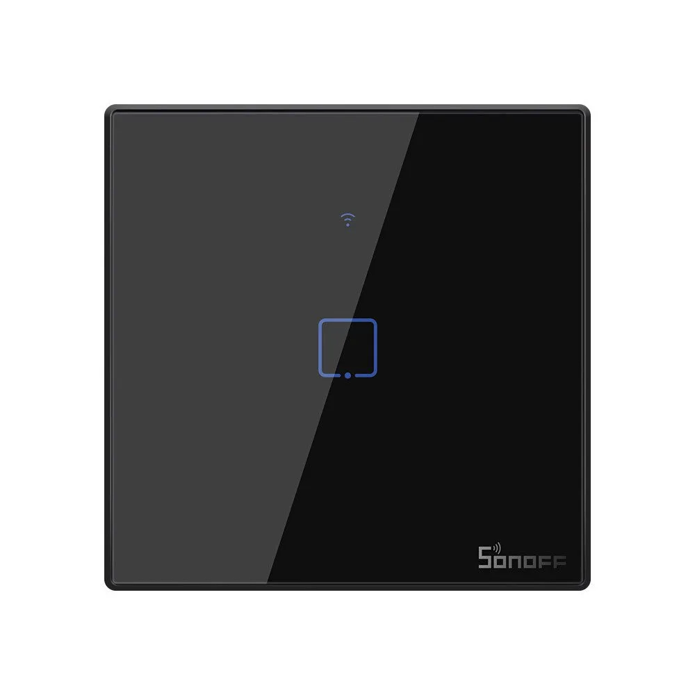 Érintőkapcsoló, WiFi gombos kapcsoló, 433 MHz RF, fekete T3EU1C-TX
