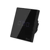 Trodijelni dodirni prekidač za svjetlo, WiFi gumb, 433 MHz RF, crni T3EU3C-TX 2