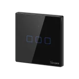 Trodijelni dodirni prekidač za svjetlo, WiFi gumb, 433 MHz RF, crni T3EU3C-TX 3