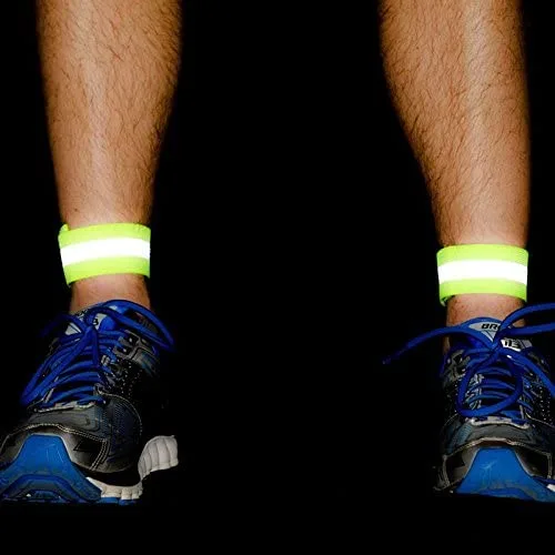 Fényvisszaverő karkötő kerékpározáshoz és futáshoz, 4 cm, sárga, tépőzáras 4