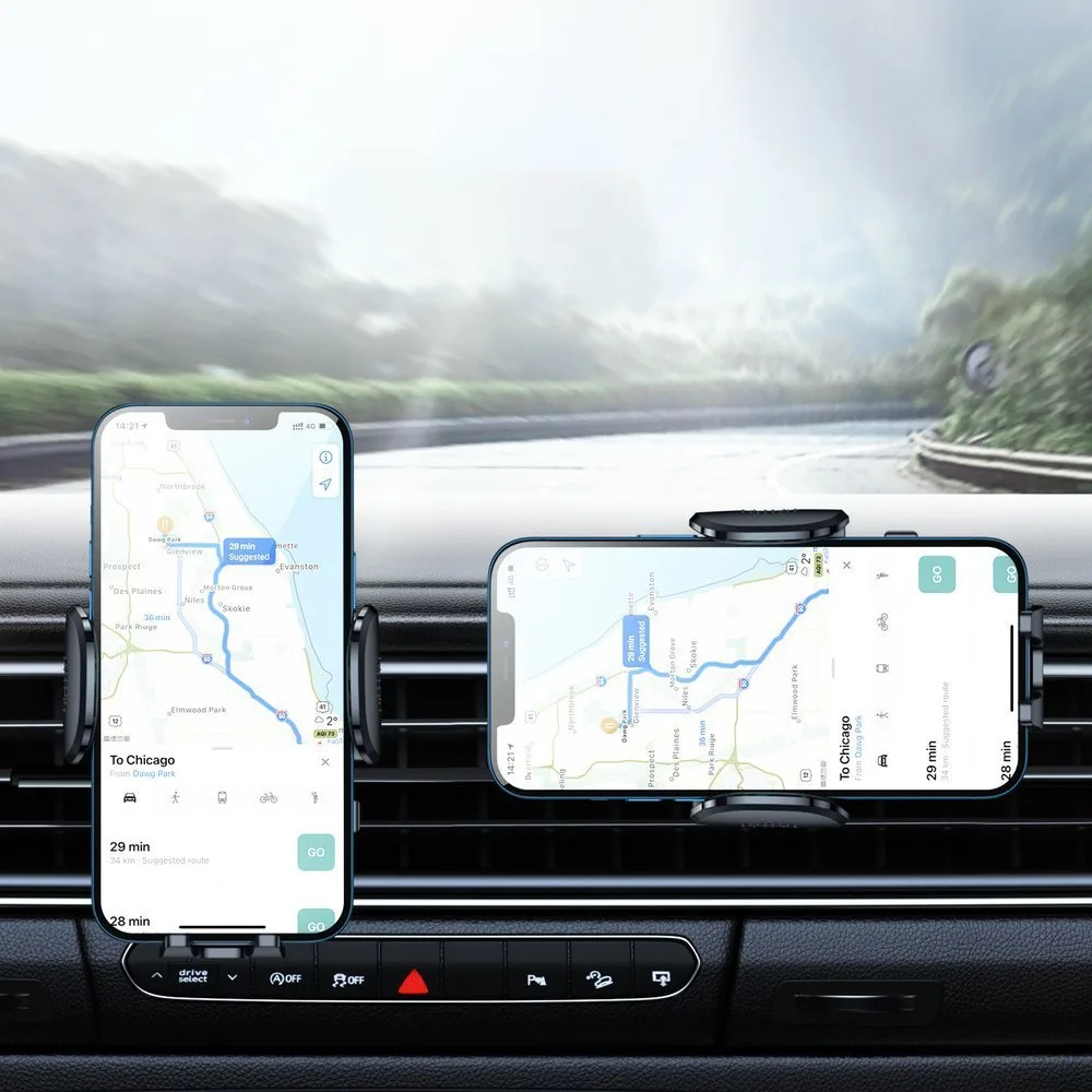 Samochodowy uchwyt zaciskowy na telefon na nawiew kratkę wentylacji czarny 3