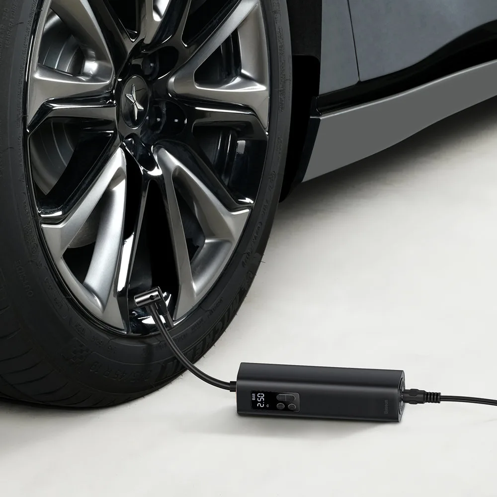 Mini car compressor, tire pump for cigarette lighter socket, black 11