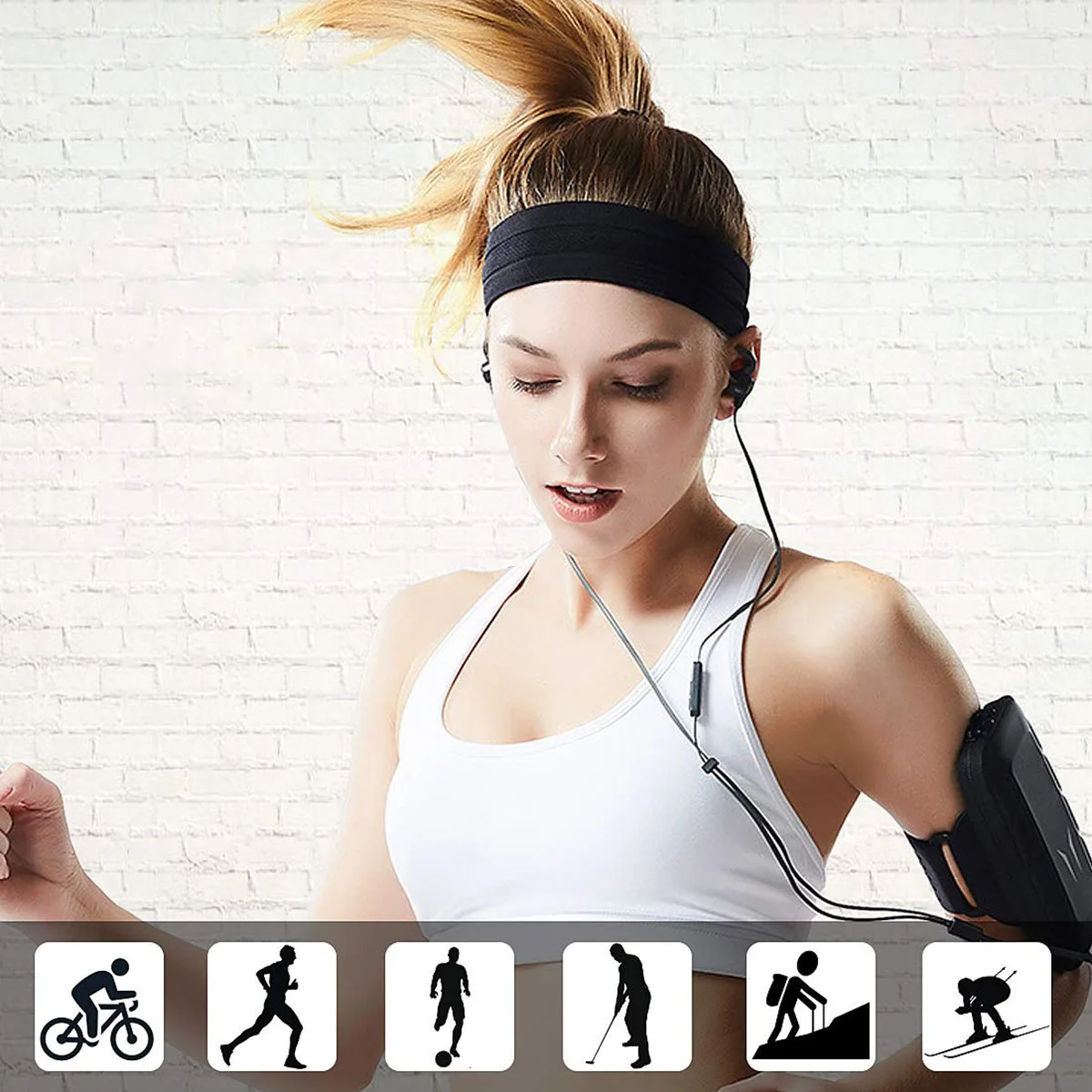 Bandă sportivă portocalie pentru alergare și fitness 5