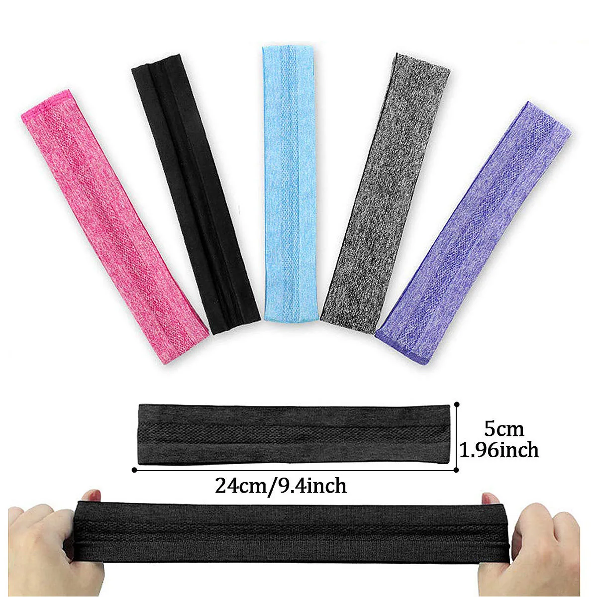 Black sports headband for running and fitness 4