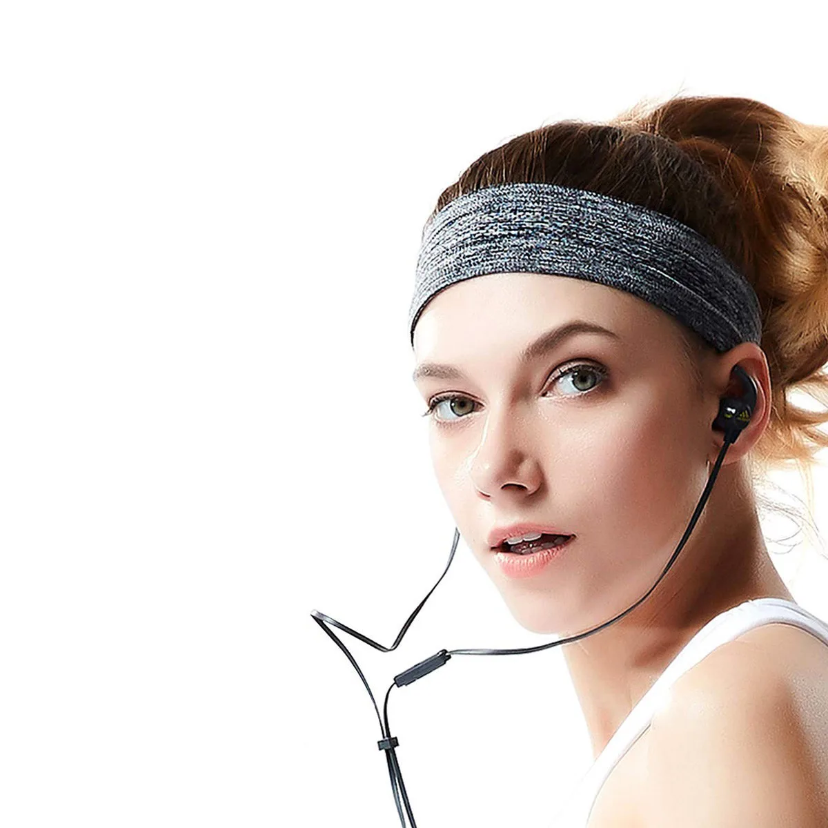 Black sports headband for running and fitness 6