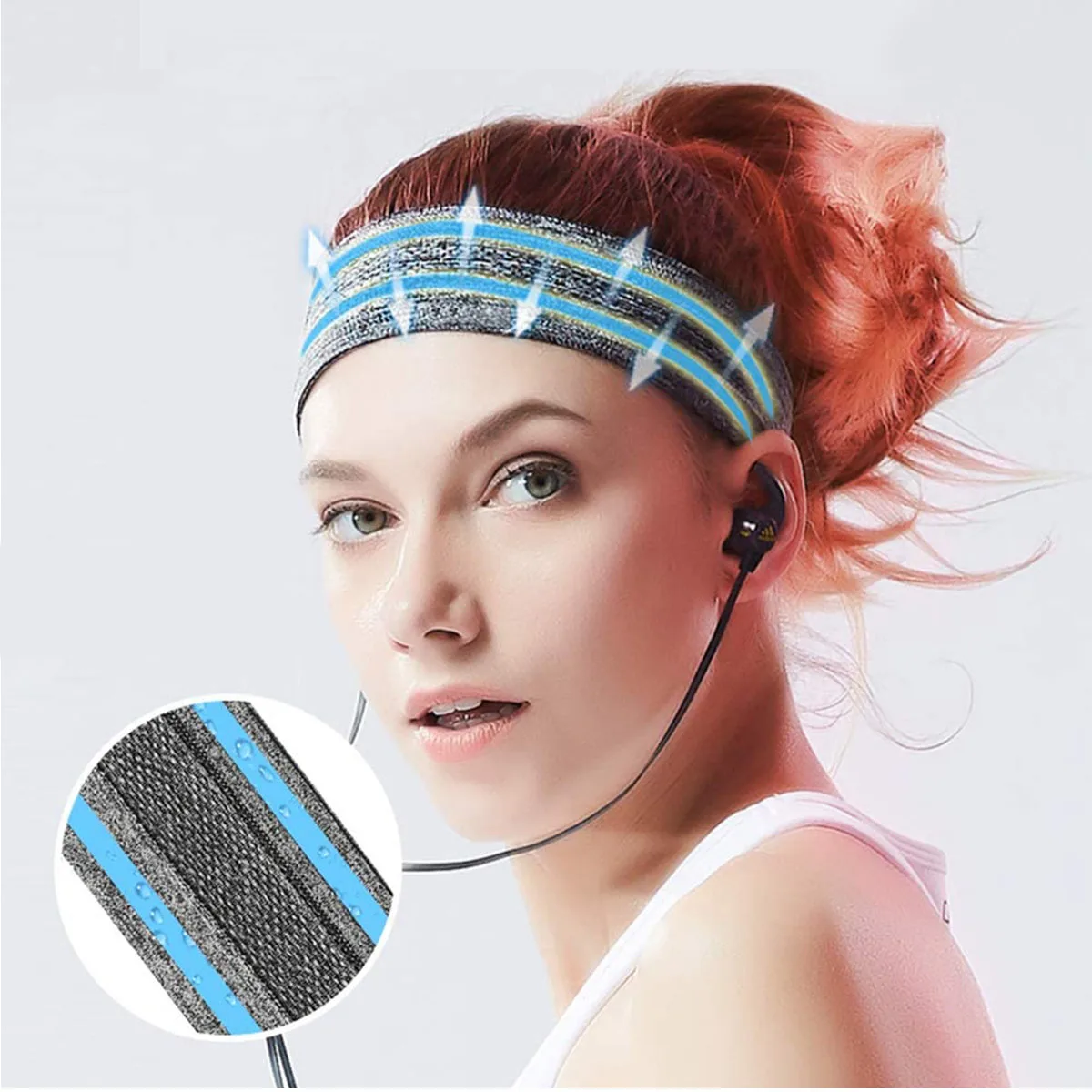 Black sports headband for running and fitness 8