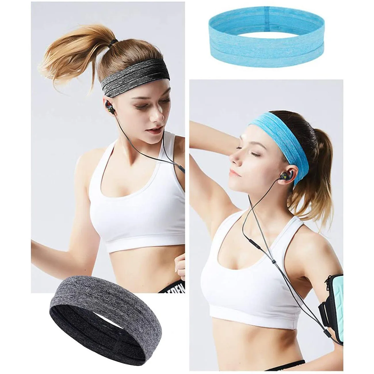 Black sports headband for running and fitness 9