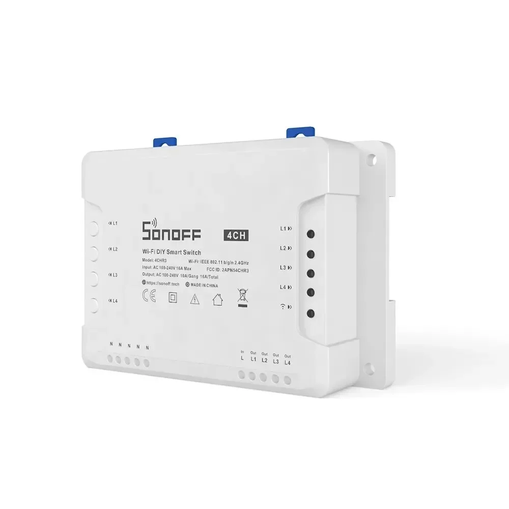 Pametni 4-kanalni WiFi relej za uključivanje/isključivanje, bijeli 4CHR3 Pametni 4-kanalni WiFi relej za uključivanje/isključivanje, bijeli 4CHR3