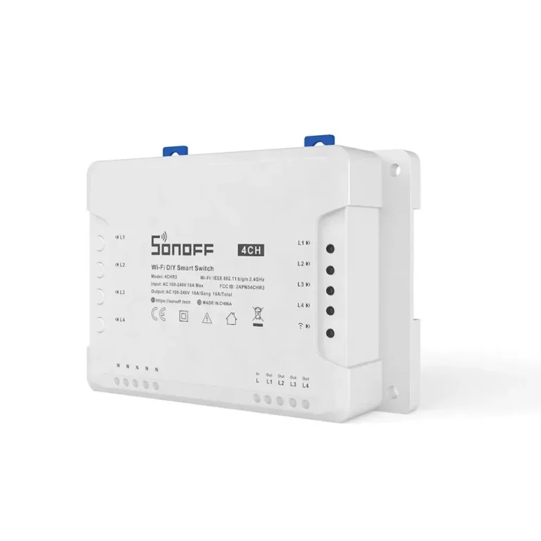 Intelligens 4-csatornás WiFi-kapcsoló relé, fehér 4CHR3