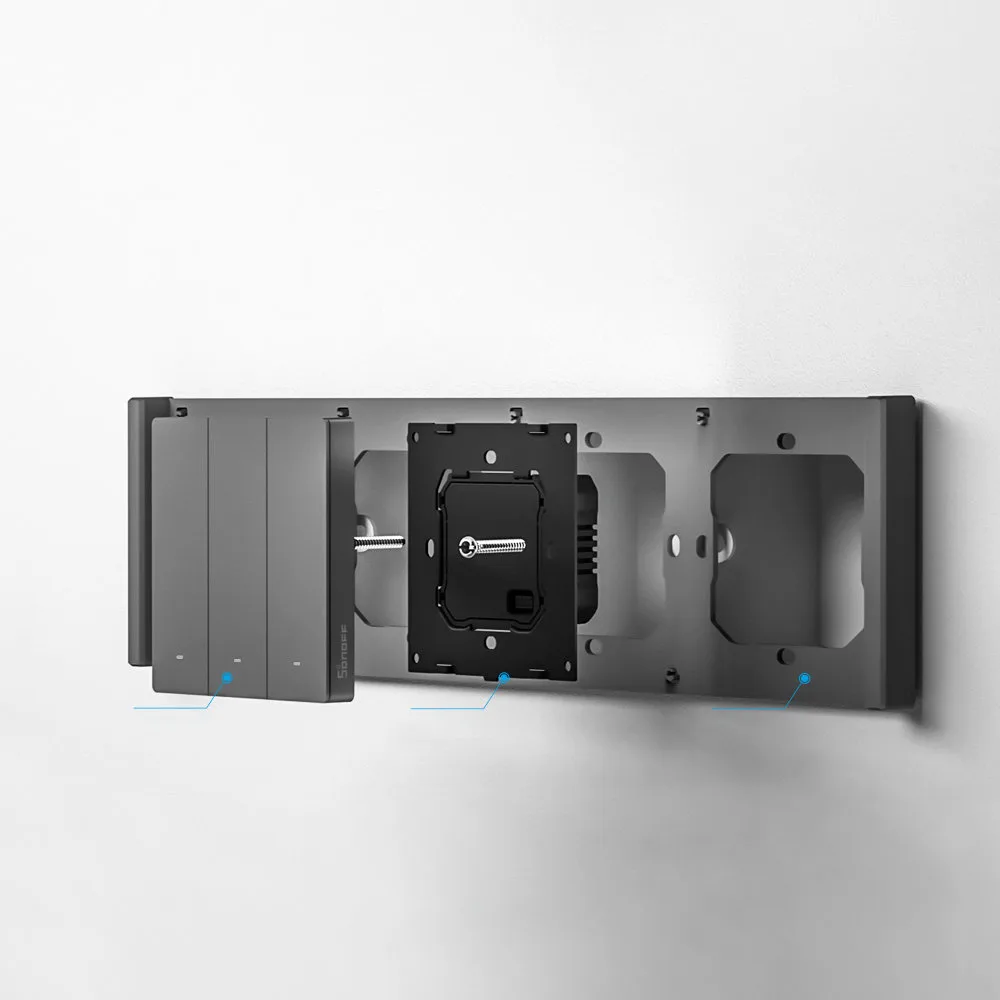 Quadruple mounting frame for M5-80 wall switches 4