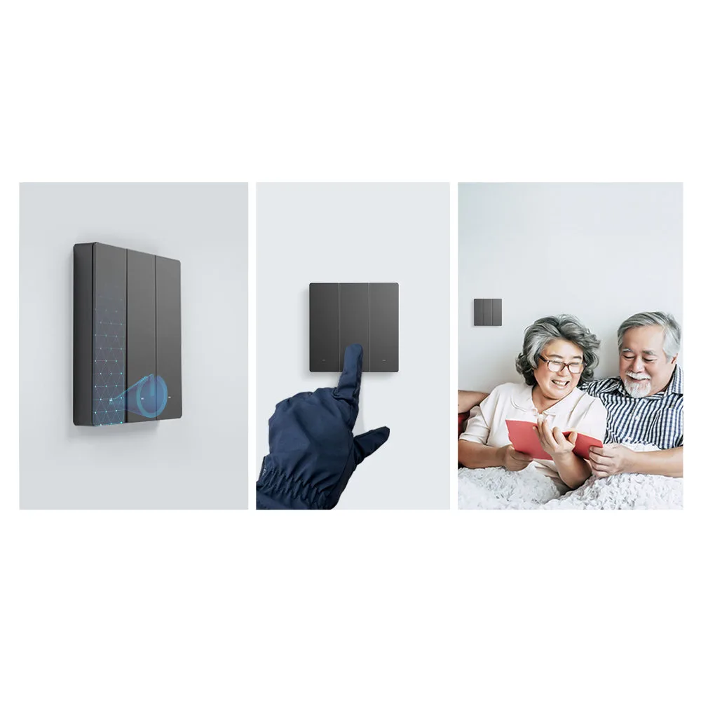 Întrerupător de perete inteligent WiFi cu 3 canale, negru M5-3C-80 11