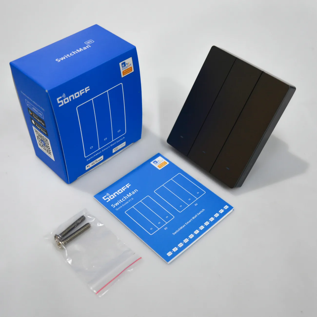 Întrerupător de perete inteligent WiFi cu 3 canale, negru M5-3C-80 4