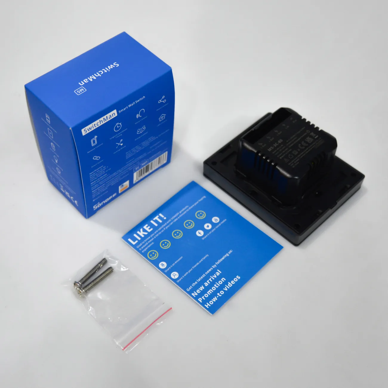 Întrerupător de perete inteligent WiFi cu 3 canale, negru M5-3C-80 5