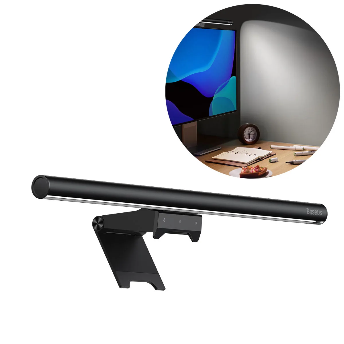LED-es lámpa asztali monitor megvilágításához, fekete i-wok2