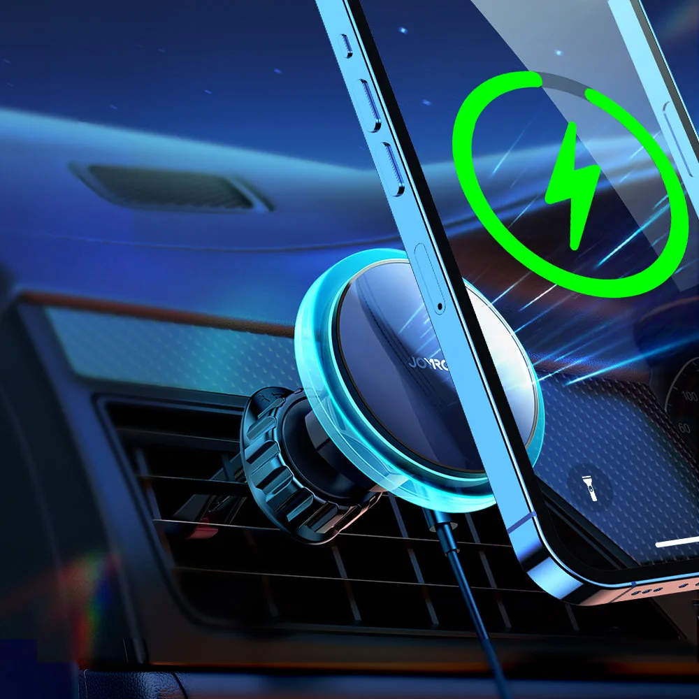Držač za telefon u automobilu s 15W Qi bežičnim punjačem i MagSafe, srebrna mrežica 3
