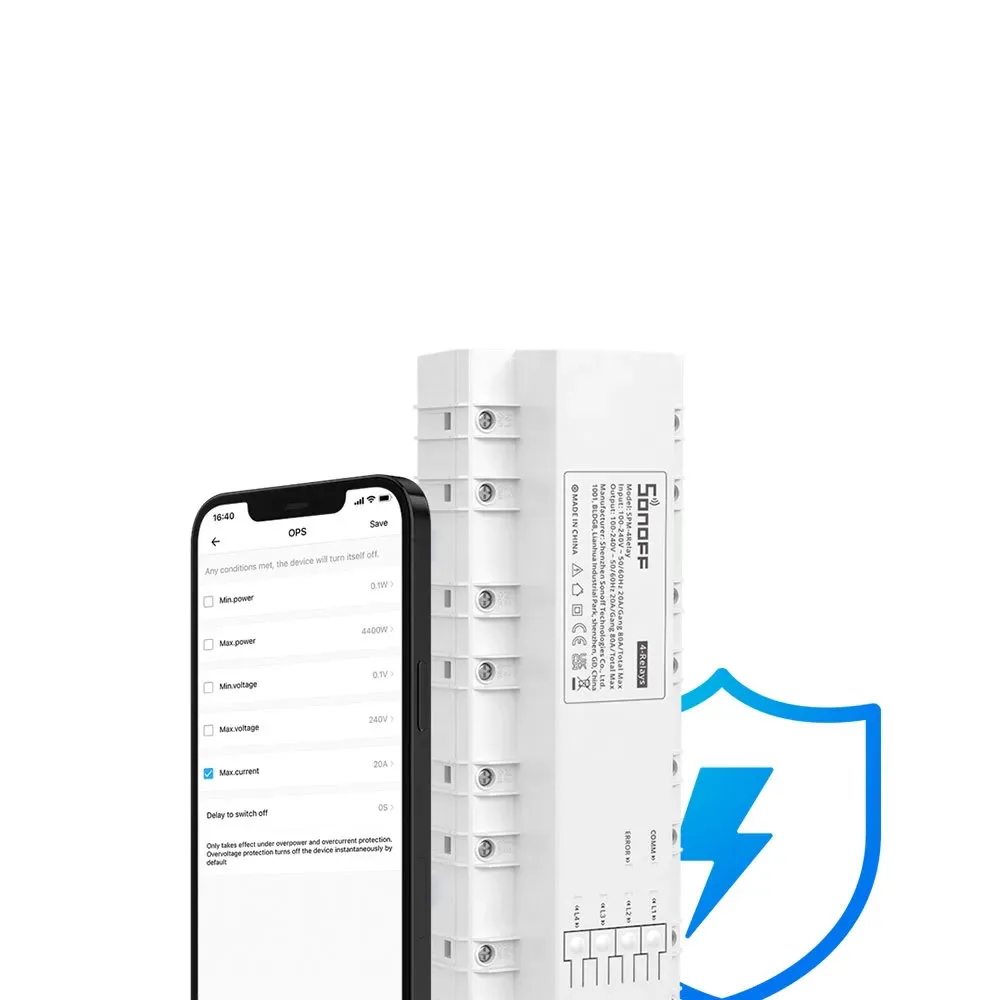SPM-4Relay intelligens fogyasztásmérő kapcsoló WiFi-vel és Ethernet-csatlakozással