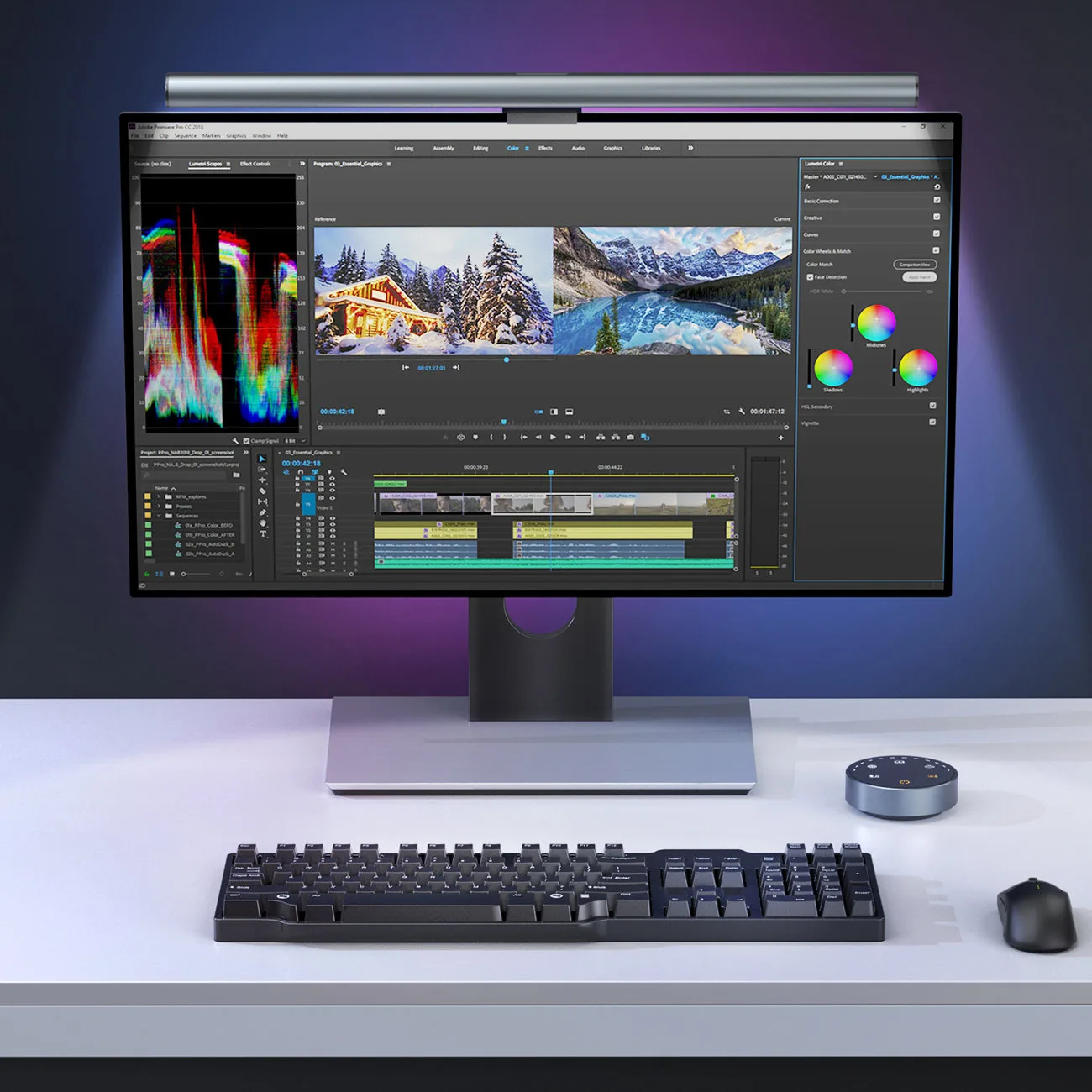 Bežična LED svjetiljka za monitor, Elesense crna - set od 2 komada 3