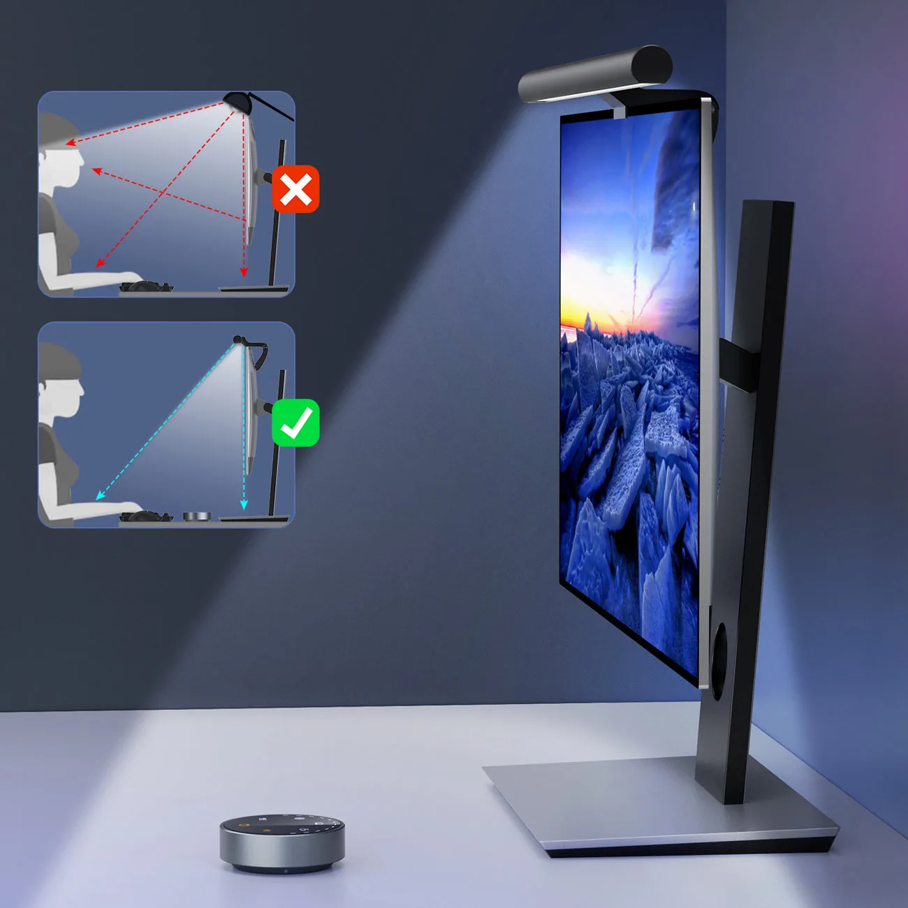Bežična LED svjetiljka za monitor, Elesense crna - set od 2 komada 4
