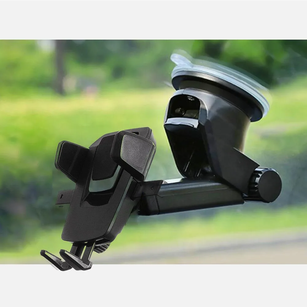 Telescopic adjustable car phone mount for dashboard or windshield, black 6