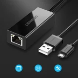 Külső 100 Mbps micro USB LAN hálózati kártya Chromecast-hez, 1 m, fekete 2
