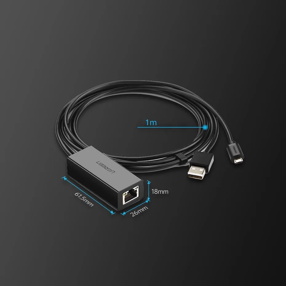 External 100Mbps micro USB LAN network card for Chromecast, 1m, black 9