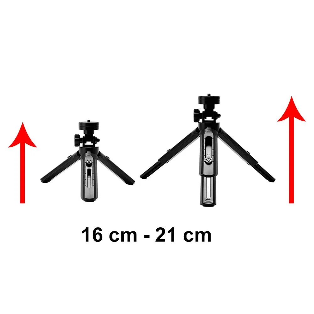 Mini suport pentru trepied pentru selfie-uri, telefoane, camere foto și GoPro, 16-21 cm, negru 4