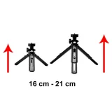 Mini suport pentru trepied pentru selfie-uri, telefoane, camere foto și GoPro, 16-21 cm, negru 4